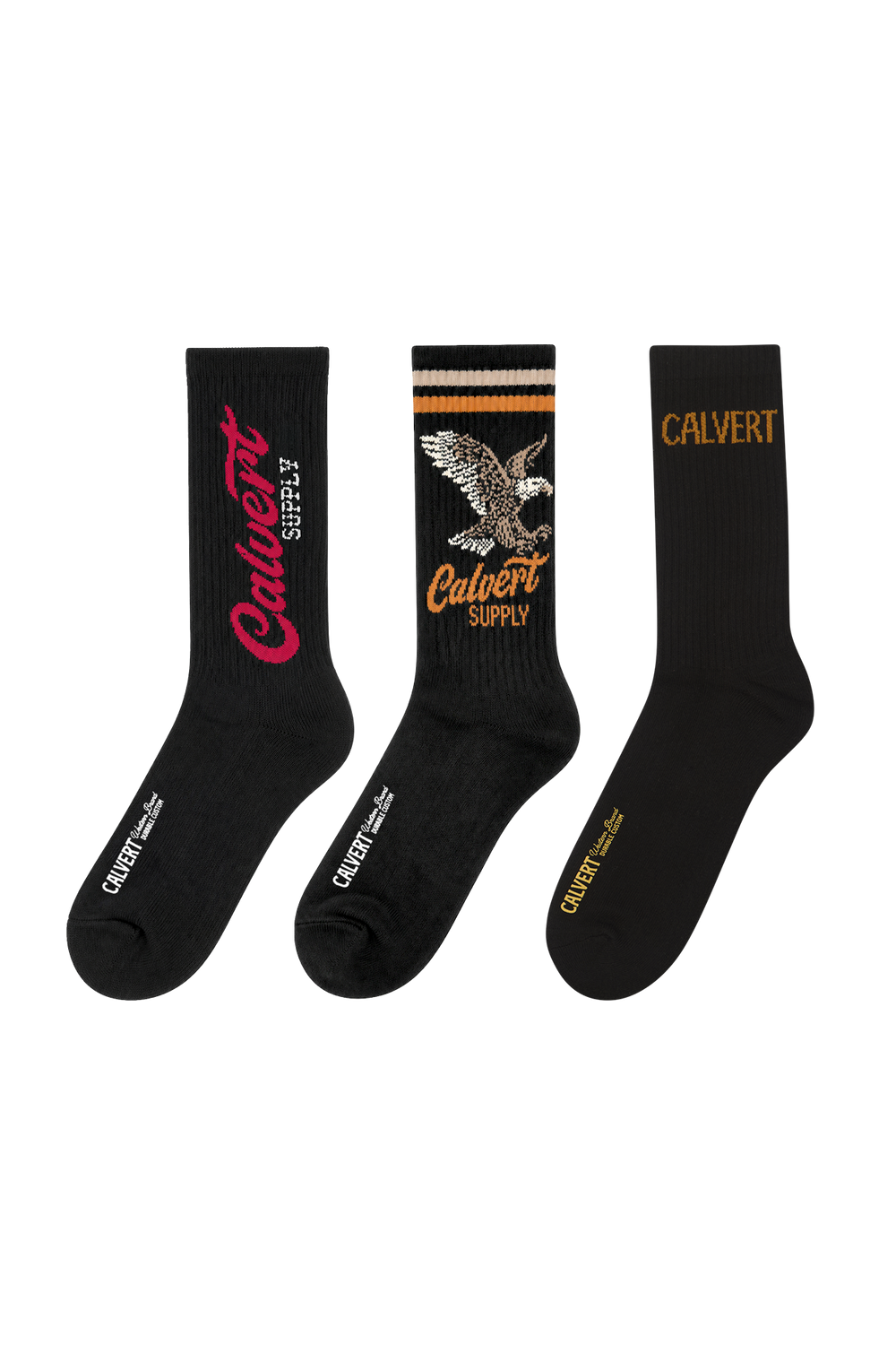 3 Pack Calvert Classic Gym Socks - Black