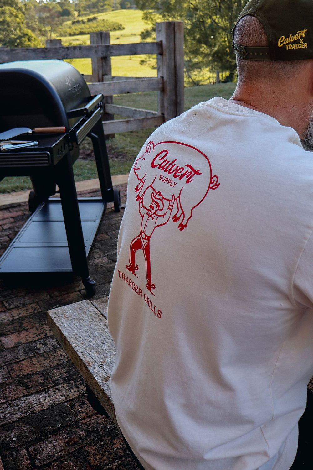 Calvert x Traeger Whole Hog Cowboy Tee - Vintage Cream
