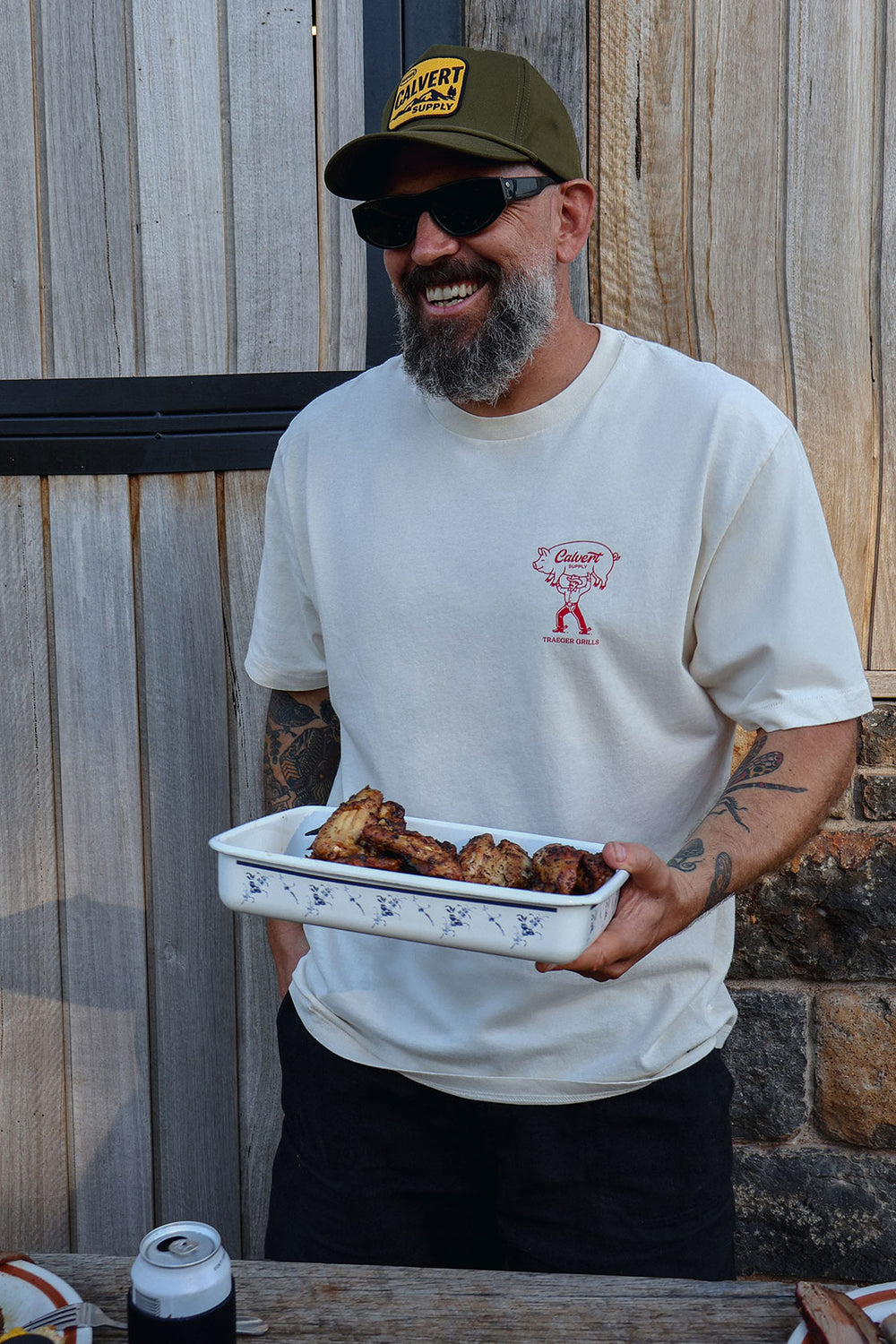 Calvert x Traeger Whole Hog Cowboy Tee - Vintage Cream